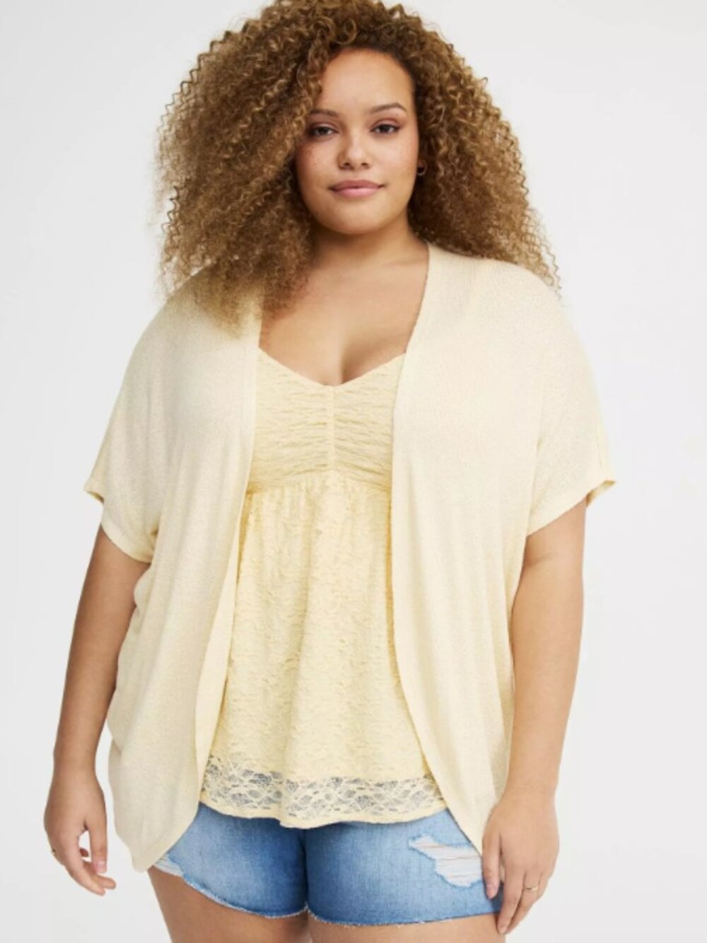 Torrid Plus Size Open Front Cocoon Cardigan Summer Melon sz 0/12